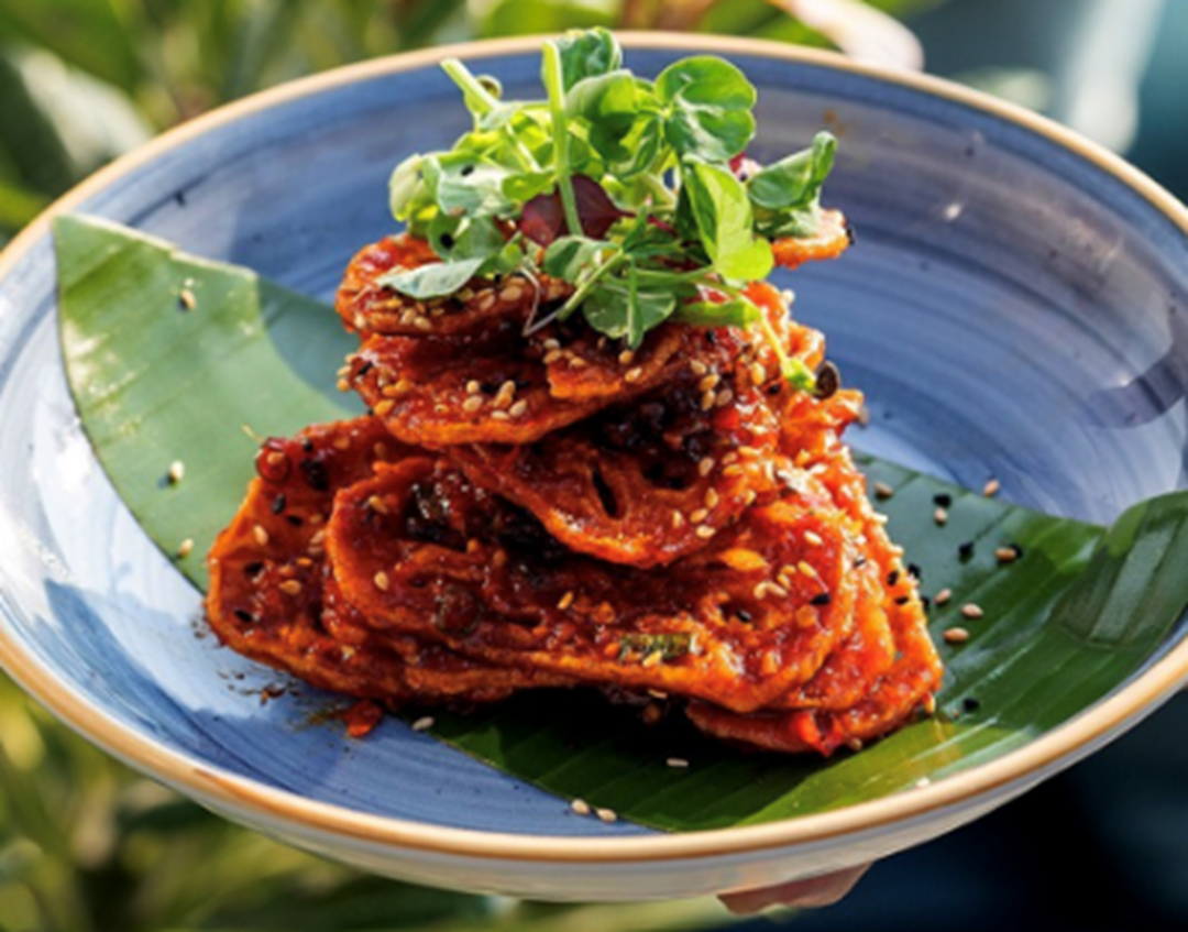 Honey Chilli Lotus Stem with GreenKarmas Raw Honey