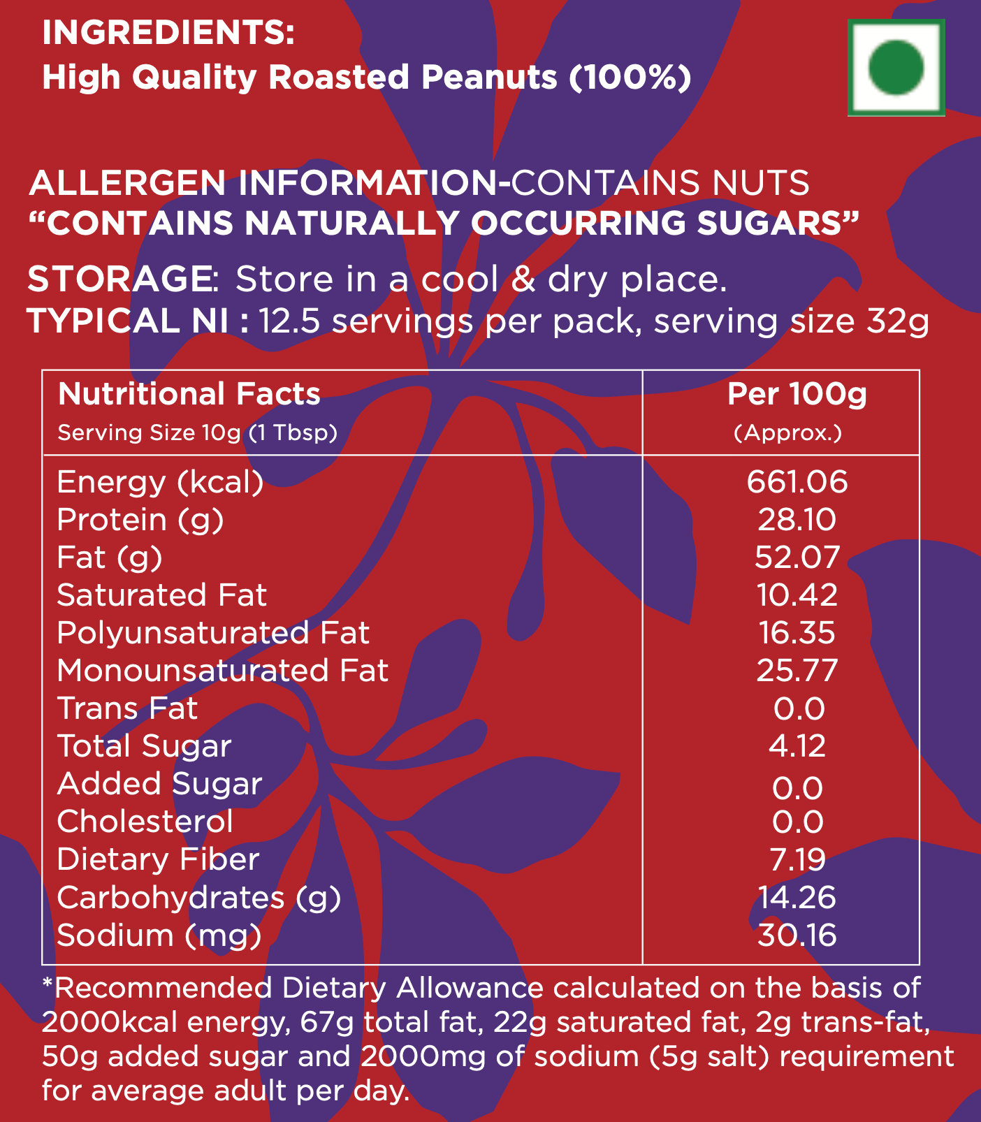 High Protein Natural Peanut Butter