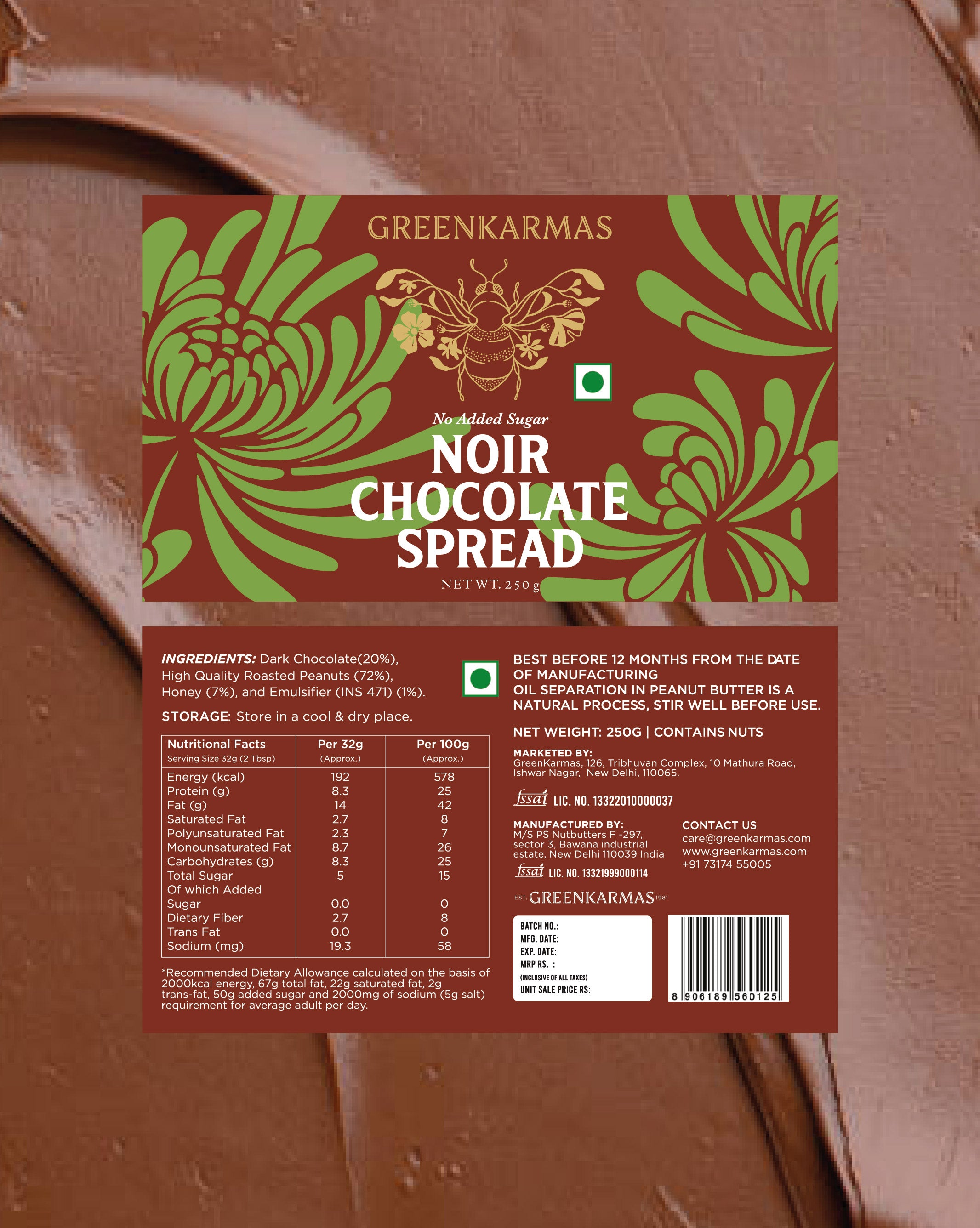 Noir chocolate spread
